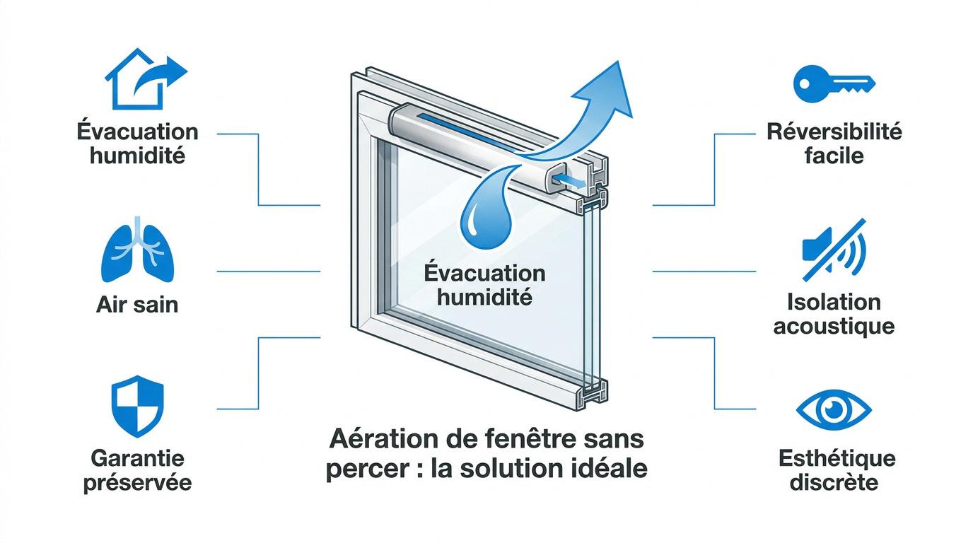 Installation d'un système d'aération sur une fenêtre sans perçage