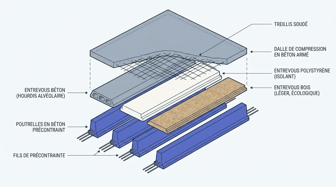 Coupe technique d'un plancher poutrelle hourdis