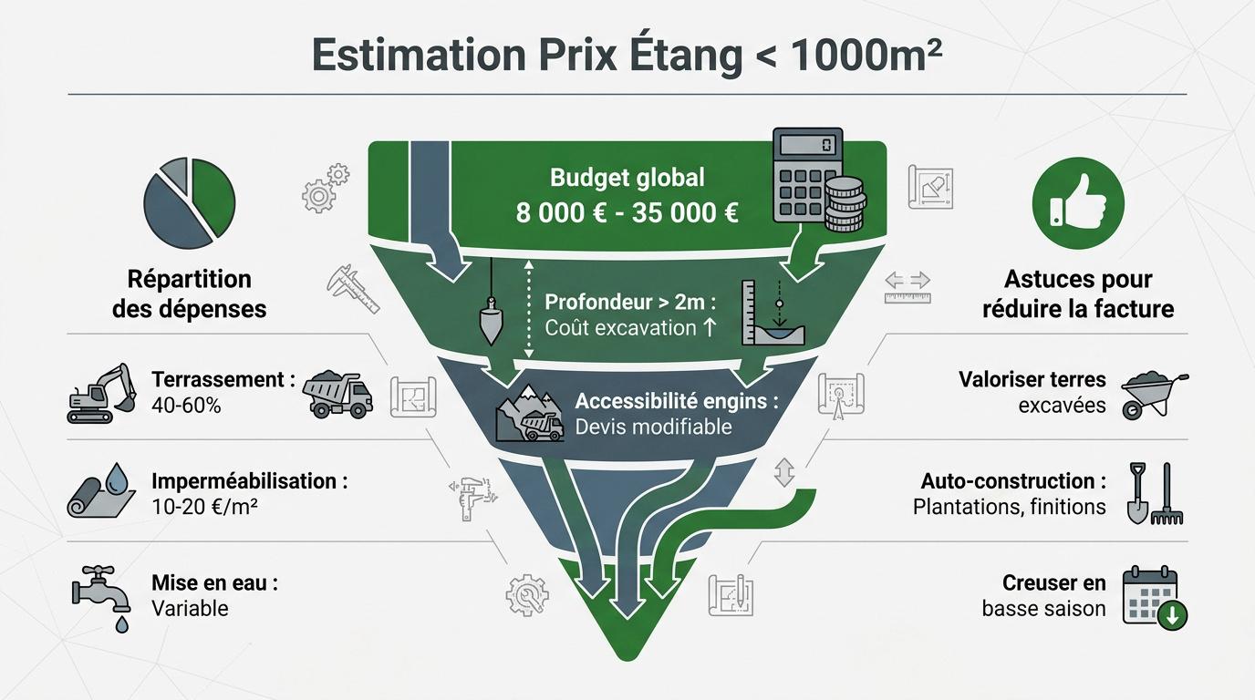 Estimation du budget pour la création d'un étang de moins de 1000m2