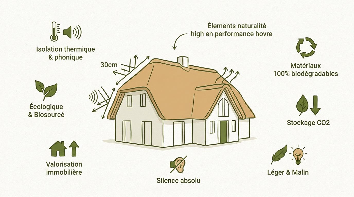 Maison moderne avec toiture en chaume et finitions écologiques